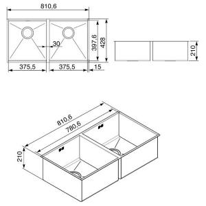 Smeg VSTQ3838 Évier | Sous plan