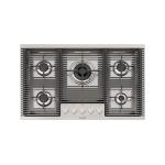 Foster Piano Milanello 5F Flat Ft Inox - 7682000 Gaskochfeld Einbau | Edelstahl AISI 304 gebürstet, Abmessungen 803 x 513, Gusseisenroste, coprispartifiamma smaltati