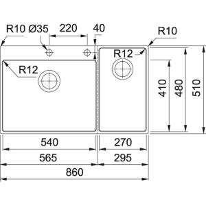 Franke BOX CENTER BWX 220-54-27 INOX SAT - 127.0538.259 Évier Niveau plan