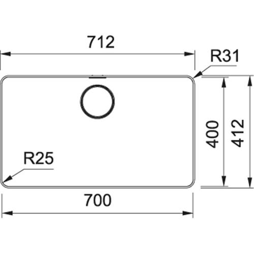Franke MYX 210-70 3 1/2" WWK ND OFH NTH I - 127.0618.827 Évier Niveau plan