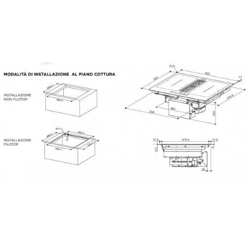 Faber GALILEO SMART BK F600 + KIT LL H60 - 340.0627.228 Table de cuisson à induction avec hotte aspirante intégrée Encastrable
