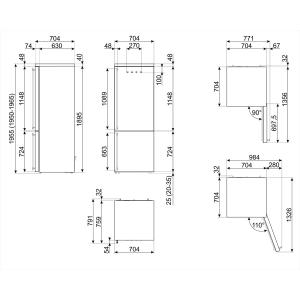 Smeg FA8005RAO5 Réfrigérateur-congélateur | Pose libre | Classe énergétique E | 481 L, SN-T, 8 kg/24 h