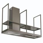 Faber T-SHELF EV8 TITANIUM MATT A180 - 325.0617.018 Hotte Îlot | Classe énergétique A | Hotte îlot avec structure en treillis, étagères en verre fumé, double barre LED avec variateur, largeur 180 cm