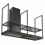 Faber T-SHELF EV8 BK MATT A180 - 325.0606.131 Hotte Îlot | Classe énergétique A | Hotte îlot avec structure en treillis, étagères en verre fumé, double barre LED avec variateur, largeur 180 cm