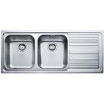 Franke LLX 621 3 1/2" WWK RHD FRL TH WOF - 101.0085.849 Sink Built-in | 2 bowls, Right drainer, Stainless steel