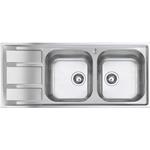 Foster Fm 2V.Dx+Sc. Inox - 1972061 Sink  1 vasca: 362,5 x 400, Piletta 3½, Possibilità di fori aggiuntivi | Over-top