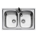Foster S1000 Inox 2 Vasche F.3,5" - 1279060 Sink  1 vasca: 340 x 400, Piletta 3 ½, Possibilità di fori aggiuntivi | Over-top