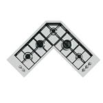 Foster Pc 5F Quadrangolo Ft Inox - 7238042 Gas hob Built-in | Stainless steel AISI 304 brushed, Dimensions 972x972, Cast iron grids, coprispartifiamma smaltati