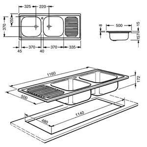 Sink Smeg LX116S-2
