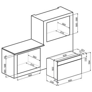 Smeg SE901GX Four | Intégré | Classe énergétique A | Largo, Four à gaz propane/butane, 105 L