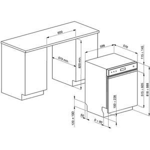 Smeg PL323X Geschirrspüler | Teilweise versenkbar | Energieklasse A++ | Teilweise versenkbar, Edelstahl, 13 Gedecke