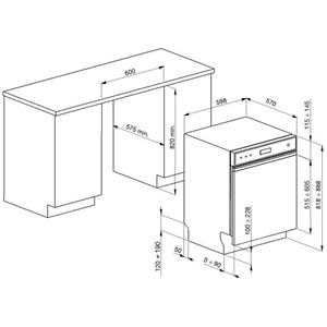 Smeg PLA6448X Lave-vaisselle | Semi-intégré | Classe énergétique A | Partiellement escamotable, acier inoxydable, 12 couverts