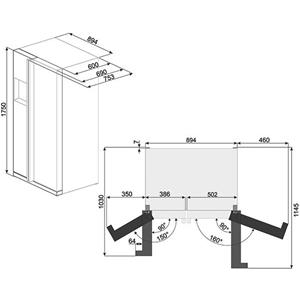 Smeg SS55PTL3 Kühl-gefrierkombination | Freistehend | Energieklasse A+ | Freie Installation, Amerikanische Tür, Edelstahl
