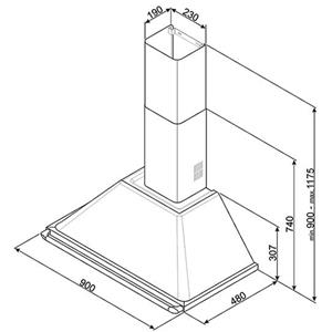 Smeg KT90BLE Dunstabzugshaube | Wandmontiert | Energieklasse A | 567 m3/h, Ansaug-/Filterbetrieb, A