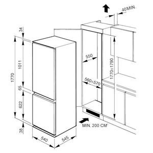 Smeg CR312AP1 Réfrigérateur-congélateur | Intégré | Classe énergétique A+ | 226 L, 42 dB, 3 kg/24 h