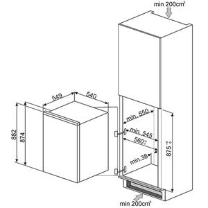 Smeg S7129CS2P Kühl-gefrierkombination | Einbauversion | Energieklasse A++ | 127 L, Einbauversion, 38 dB