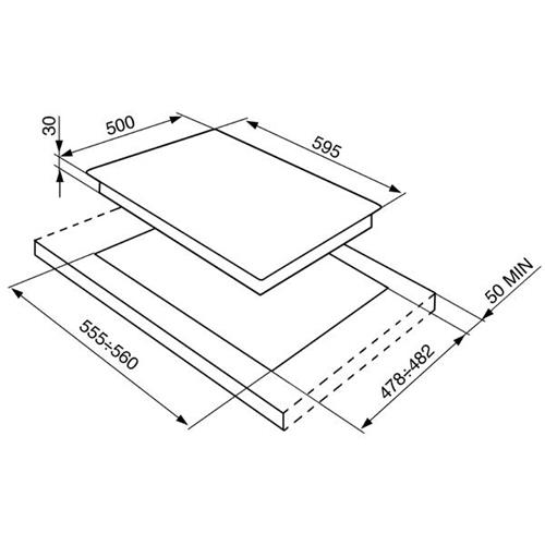 Smeg SRV564EB4 Placa de cocción | Nevera de vino termoeléctrico | Blanco, Para empotrar, Gas