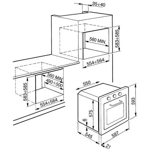 Smeg F65-7 Backofen | Einbau | Elektroofen, 53 L, 53 L