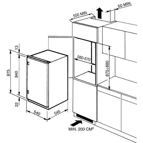 Smeg FL164A Kühlschrank | Einbauversion | Energieklasse A | 145 L, Seestern, Blau