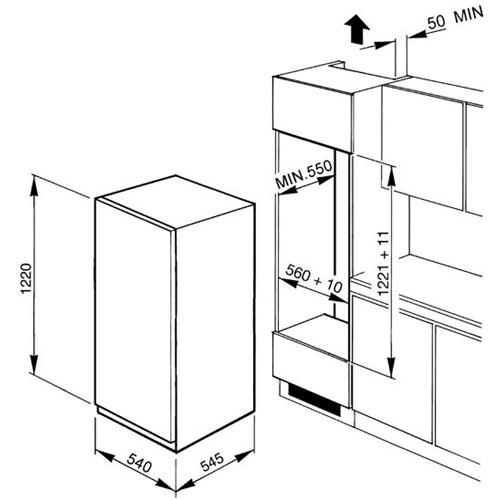 Smeg FR2052P Kühl-gefrierkombination | Einbauversion | Energieklasse A++ | 202 L, Einbauversion, 36 dB