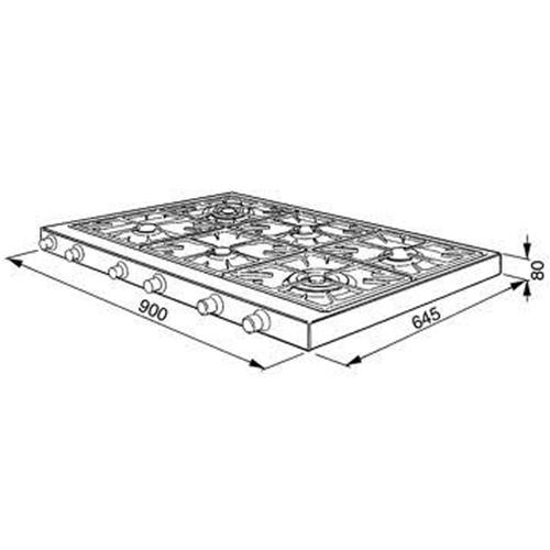 Smeg PV96-3 Placa de cocción | Nevera de vino termoeléctrico | Para empotrar, Gas, 6 fogones