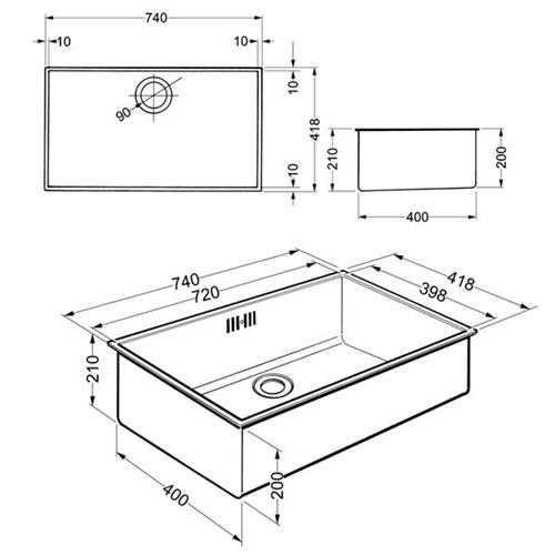 Smeg VSTQ72N Sink | Built-in