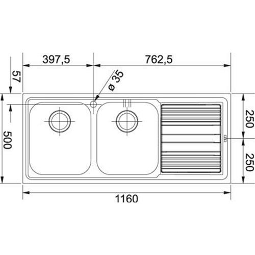 Franke LLL 621 1160X500 3 7C - 101.0086.284 Sink built-in