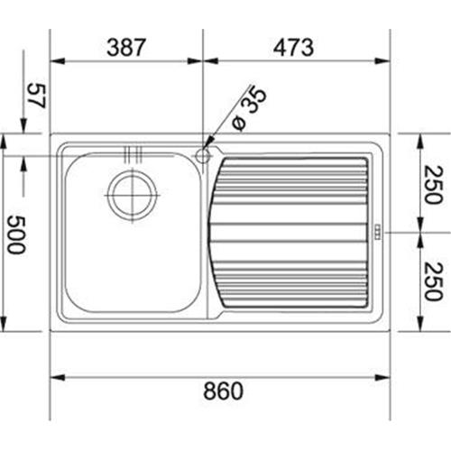 Franke LLX 611 3 1/2" WWK RHD FRL TH WOF  - 101.0085.775 Sink Built-in