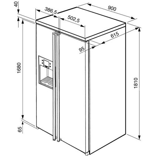 Smeg SBS800PO9 Réfrigérateur-congélateur | Pose libre | Installation libre, Porte à battants, crème