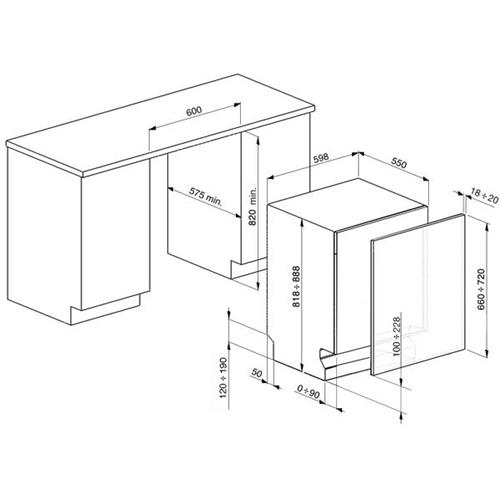 Smeg ST324L Lave-vaisselle | Entièrement intégré | Classe énergétique A+++ | Entièrement escamotable, acier inoxydable, Boutons
