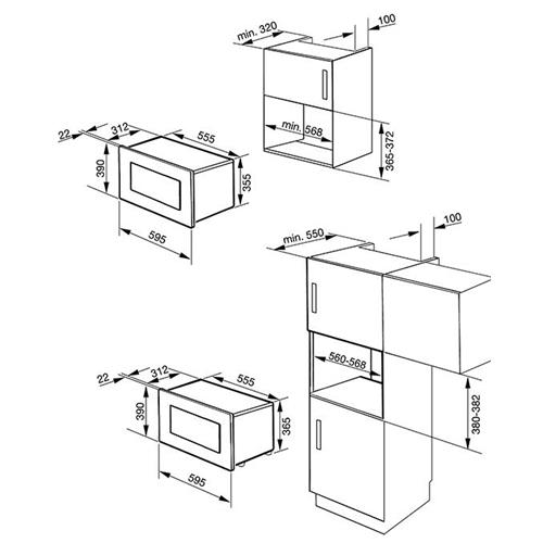 Smeg MP322X Four à micro-ondes | Intégré | À encastrer, 22 L, 850 W