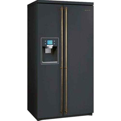 Smeg SBS8003AO Réfrigérateur-congélateur | Pose libre | Classe énergétique A+ | Installation libre, Porte à battants, Anthracite