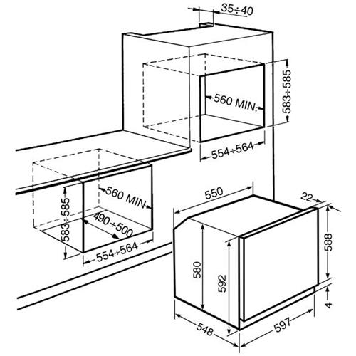 Smeg SCP108R-8 Backofen | Einbau | Energieklasse A | Elektroofen, 60 L, 1800 W