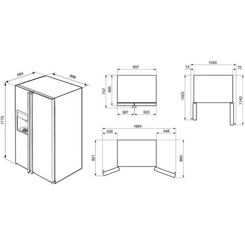 Smeg SBS8003P Frigorífico-congelador | Nevera de vino | Clase energética A+ | Instalación gratuita, Puerta americana, crema