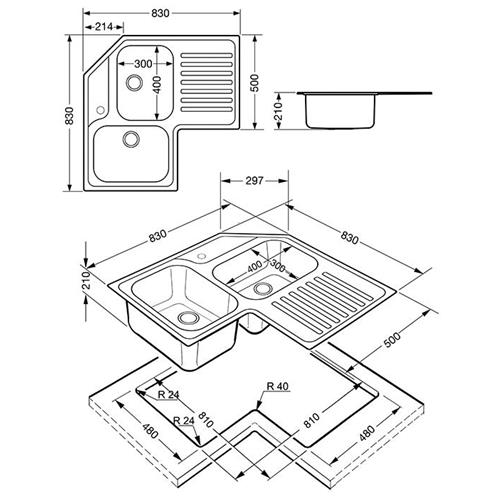 Smeg LL2AS Évier | Sur plan