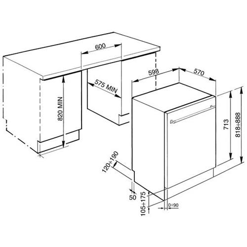 Smeg STA13XL2 Lave-vaisselle | Entièrement intégré | Classe énergétique A+++ | Entièrement escamotable, acier inoxydable, Boutons