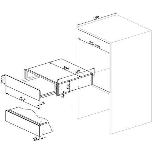 Smeg CTP9015B Wärmeschublade | Einbau | 20, 5 L, Innenraum