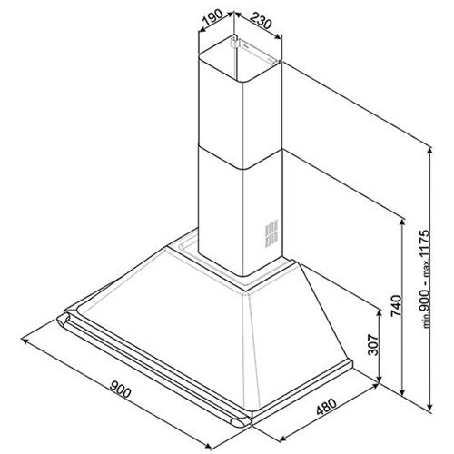 Smeg KT90BLE Dunstabzugshaube | Wandmontiert | Energieklasse A | 567 m3/h, Ansaug-/Filterbetrieb, A