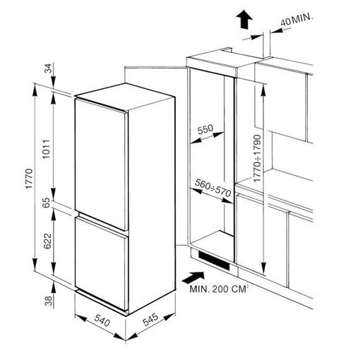 Smeg CR312AP1 Réfrigérateur-congélateur | Intégré | Classe énergétique A+ | 226 L, 42 dB, 3 kg/24 h