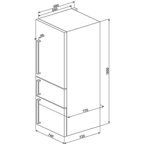Smeg FT41BXE Réfrigérateur-congélateur | Pose libre | Classe énergétique A+ | 466 L, No Frost (réfrigérateur), SN-T
