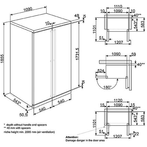 Smeg RF354RX Kühlschrank | Freistehend | Energieklasse A+ | Freie Installation, Amerikanische Tür, Edelstahl