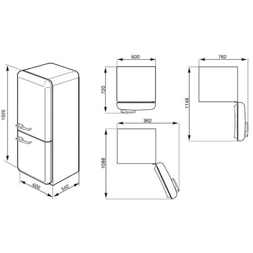 Smeg FAB32RBLN1 Frigorífico-congelador | Nevera de vino | Clase energética A++ | 304 L, SN-T, 41 dB