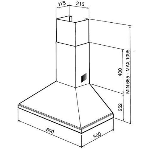 Smeg KSED65PE Dunstabzugshaube | Wandmontiert | Energieklasse B | 635 m3/h, Ansaug-/Filterbetrieb, B