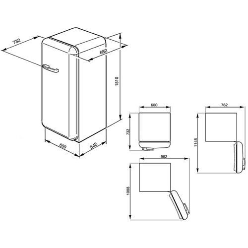 Smeg FAB28LAZ1 Réfrigérateur-congélateur | Pose libre | Classe énergétique A++ | 248 L, Installation libre, 39 dB