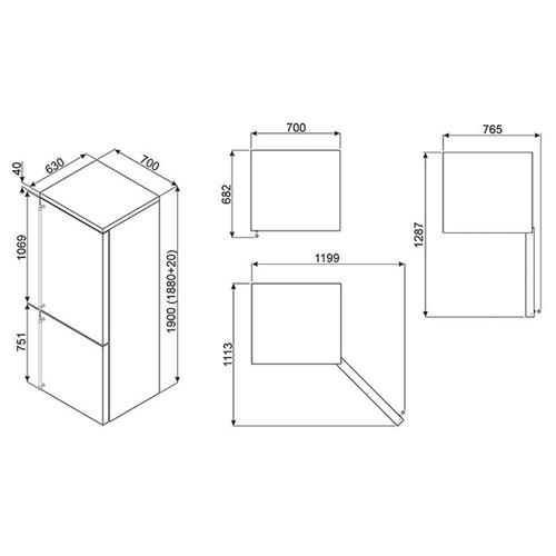 Smeg FA8003AOS Réfrigérateur-congélateur | Pose libre | Classe énergétique A+ | 356 L, No Frost (réfrigérateur), SN-T