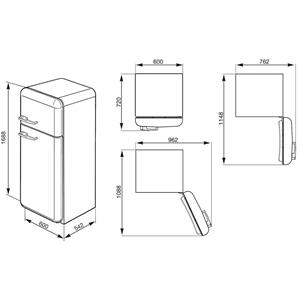 Smeg FAB30RNE1 Réfrigérateur-congélateur | Pose libre | Classe énergétique A++ | 293 L, SN-T, 38 dB