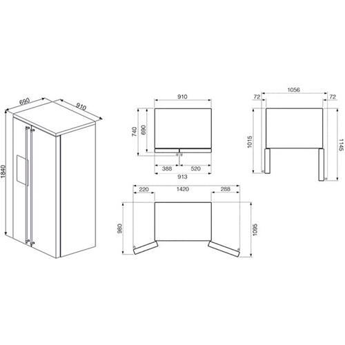 Smeg SBS963P Kühl-gefrierkombination | Freistehend | Energieklasse A+ | Freie Installation, Amerikanische Tür, Creme