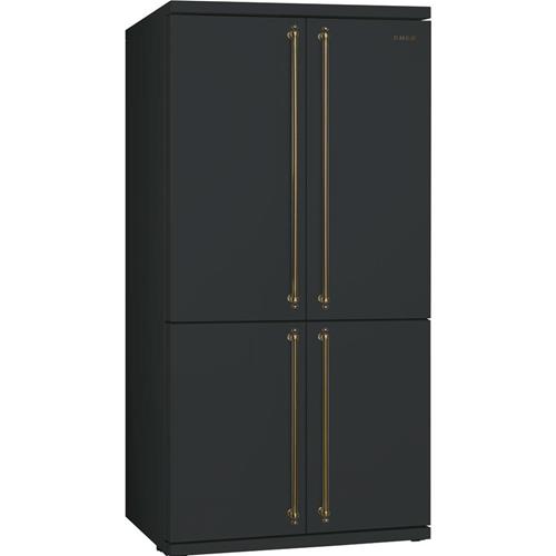 Smeg FQ60CAO Frigorífico-congelador | Nevera de vino | Clase energética A+ | Instalación gratuita, Puerta francesa, Antracita
