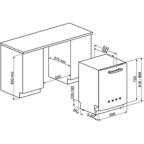 Smeg ST2FABBL Geschirrspüler | Unter der Arbeitsplatte | Energieklasse A+++ | Unterebene, Maximale Größe (60 cm), Schwarz