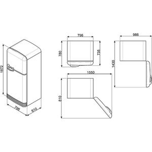 Smeg FAB50RRD Kühl-gefrierkombination | Freistehend | Energieklasse G | 440 L, N-T, 5
